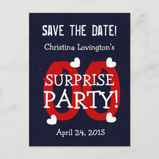 Save the Date Any Year Surprise Birthday Z00C Announcement Postcard (Front)