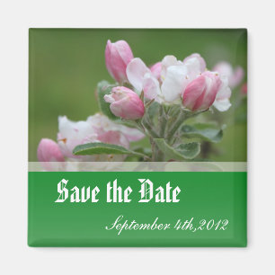 save the date, apple flowers magnet