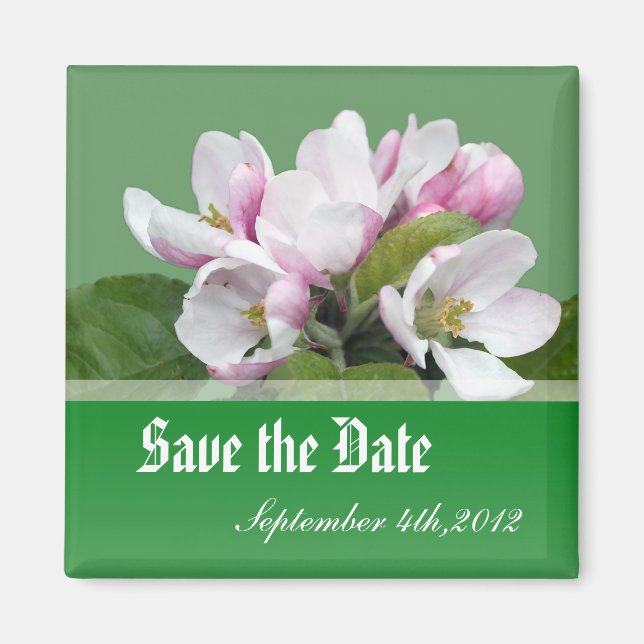save the date, apple flowers magnet (Front)