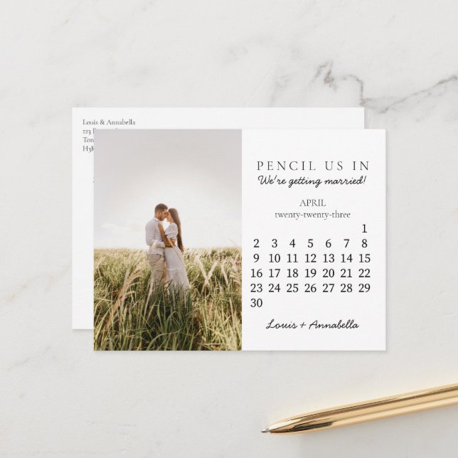 Save the Date April 2023 Monthly Calendar Postcard (Front/Back In Situ)