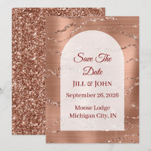 Save The Date Arched Wedding Rose Gold Card