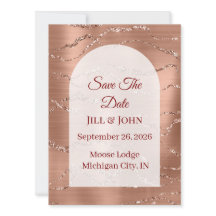 Save The Date Arched Wedding Rose Gold Card