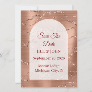 Save The Date Arched Wedding Rose Gold Card