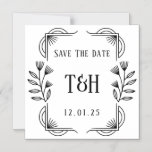 Save The Date - Art Deco Botanical Monogram Magnetic Invitation<br><div class="desc">Ensure your special date is prominently displayed and remembered with these practical magnetic cards. Featuring a beautiful Art Deco-inspired frame with botanical accents, your personalised monogram initials and save-the-date information are clearly presented. These magnetic cards are perfect as fridge magnets or pinning to magnetic surfaces, serving as a constant reminder...</div>