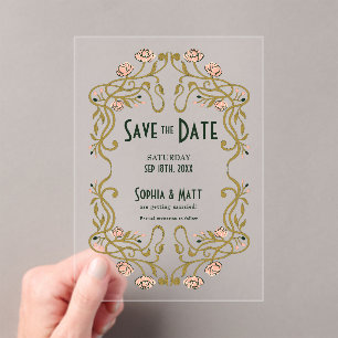 Save The Date Art Nouveau Wedding Acrylic Invitations