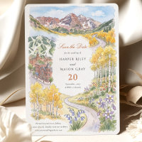 Save the Date Aspen Colorado Maroon Bells Autumn