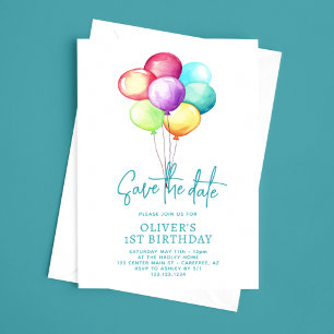 Save The Date Balloons Boys 1st Birthday