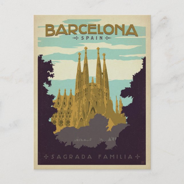 Save the Date | Barcelona, Spain Sagrada Familia Announcement Postcard (Front)