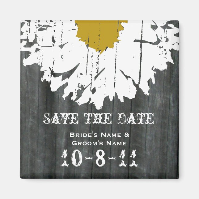 Save The Date - Barnwood & Daisy Magnet (Front)