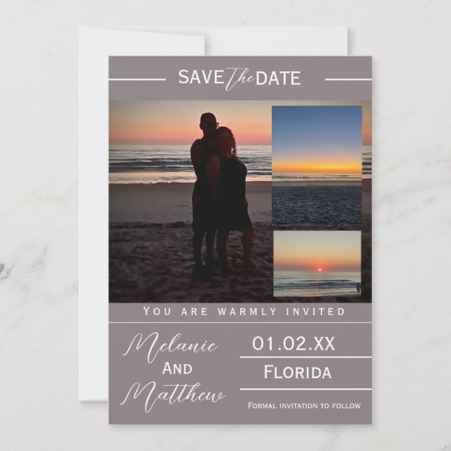Save the Date Beach Photo Collage Invitation (Front)
