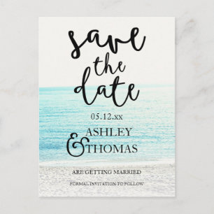 Save the Date beach photography typography wedding Announcement Postcard