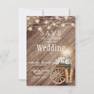 Save the Date Beautiful Rustic Wood Barrel