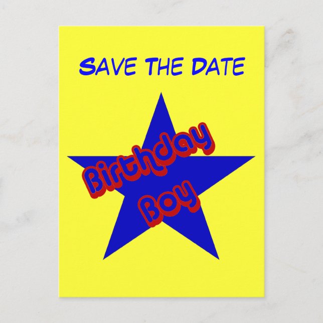 Save The Date Birthday Boy Funny Postcard (Front)