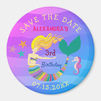 Save The Date Birthday Cute Mermaid