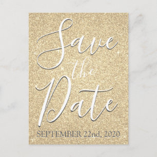 Save the Date Birthday Gold Glitter Announcement Postcard