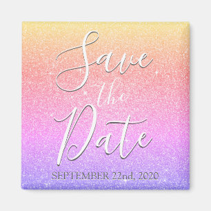 Save the Date Birthday Purple Glitter Sparkle Magnet