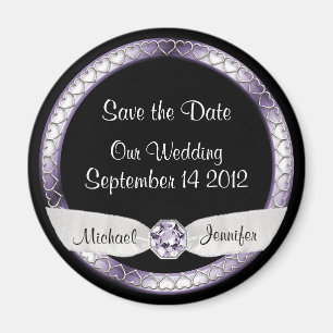 Save the Date Black and Silver Magnet