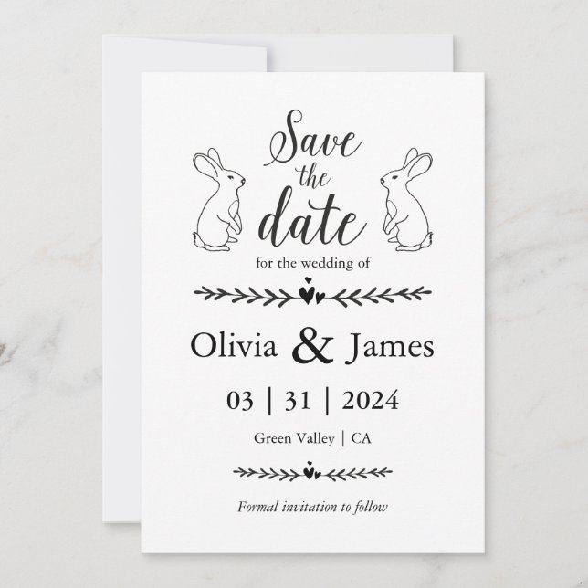 Save the Date Black and White Easter Wedding Invitation (Front)