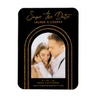 Save The Date Black Gold Stylish Art Deco Wedding