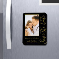 Save The Date Black Gold Stylish Modern Wedding