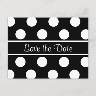 Save the Date Black Polka Dot Photo PostCard