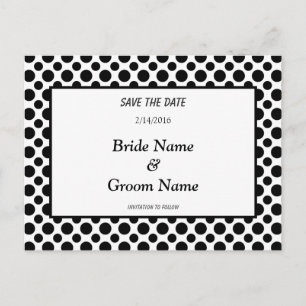 Save the Date Black Polka Dot Postcard