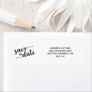 Save the Date Black & White Elegant Script Modern