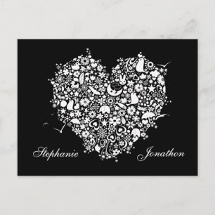 Save the Date Black & White Heart Post Card