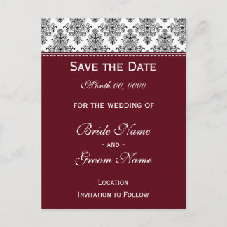 Save the Date - Black & White & Wine Announcement Postcard