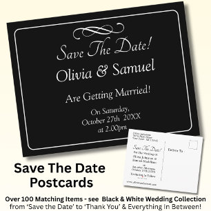 Save The Date -Black & White with Infinity Scroll  Announcement Postcard