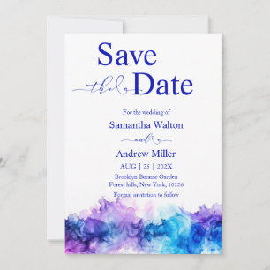 Save The Date Blue and Purple Invitation