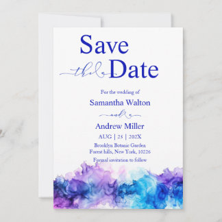 Save The Date Blue and Purple Invitation