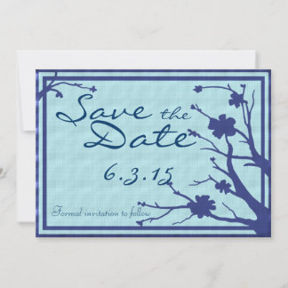 Save the Date blue floral custom wedding invites
