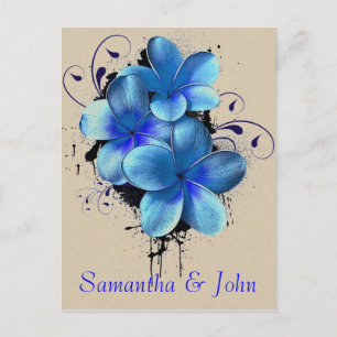 Save the Date - Blue Flowers Announcement Postcard