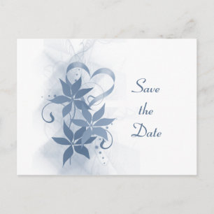 Save the Date Blue Foral Postcard