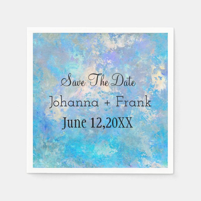 Save The Date | Blue Napkin (Front)