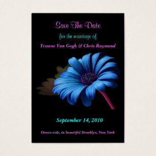 Save The Date Blue Orange Red Daisy