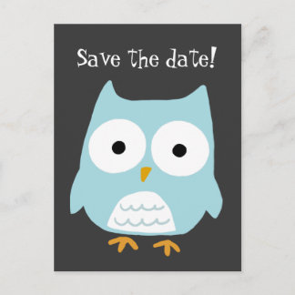 "Save the Date!" Blue Owl Custom Announcement Postcard