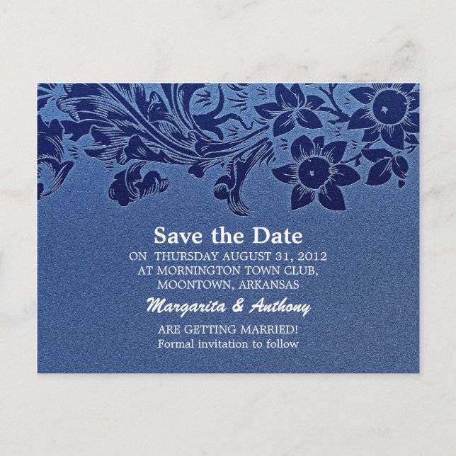 save the date blue postcards (Front)