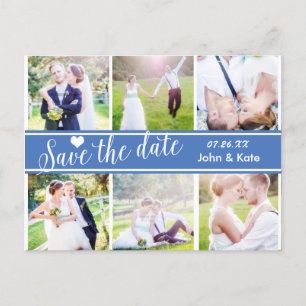SAVE THE DATE Blue Wedding 6 PHOTO Postcard