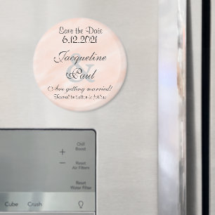 Save the Date Blush Personalised Round Magnet