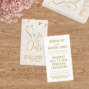 Save The Date Blush Pink Gold Confetti Pack 50 Business Card
