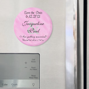 Save the Date Blush Pink Personalised Round Magnet
