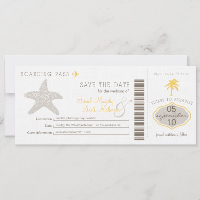 Save the Date Boarding Pass (Front)