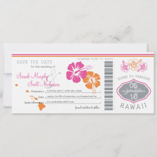Save the Date Boarding Pass to Hawaii