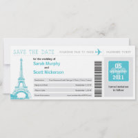 Save the Date Boarding Pass to Paris France