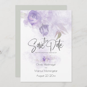 Save the Date Bohemian Light Purple Floral Invitation