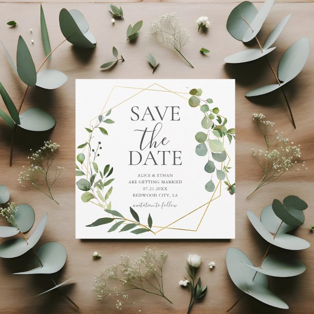 Save The Date Boho Greenery Eucalyptus Leaves (Creator Uploaded)