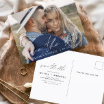 Save the Date Boho Minimalist Photo Modern Postcard<br><div class="desc">Capture the essence of your love story with our Save the Date Boho Minimalist Photo Modern Postcard. This postcard is a fusion of contemporary minimalism and bohemian charm, making it the perfect choice for announcing your upcoming wedding. Featuring your cherished engagement photo, this postcard becomes a tangible memory that your...</div>