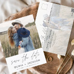 Save the Date Boho Minimalist Photo Modern Postcard<br><div class="desc">Capture the essence of your love story with our Save the Date Boho Minimalist Photo Modern Postcard. This postcard is a fusion of contemporary minimalism and bohemian charm, making it the perfect choice for announcing your upcoming wedding. Featuring your cherished engagement photo, this postcard becomes a tangible memory that your...</div>